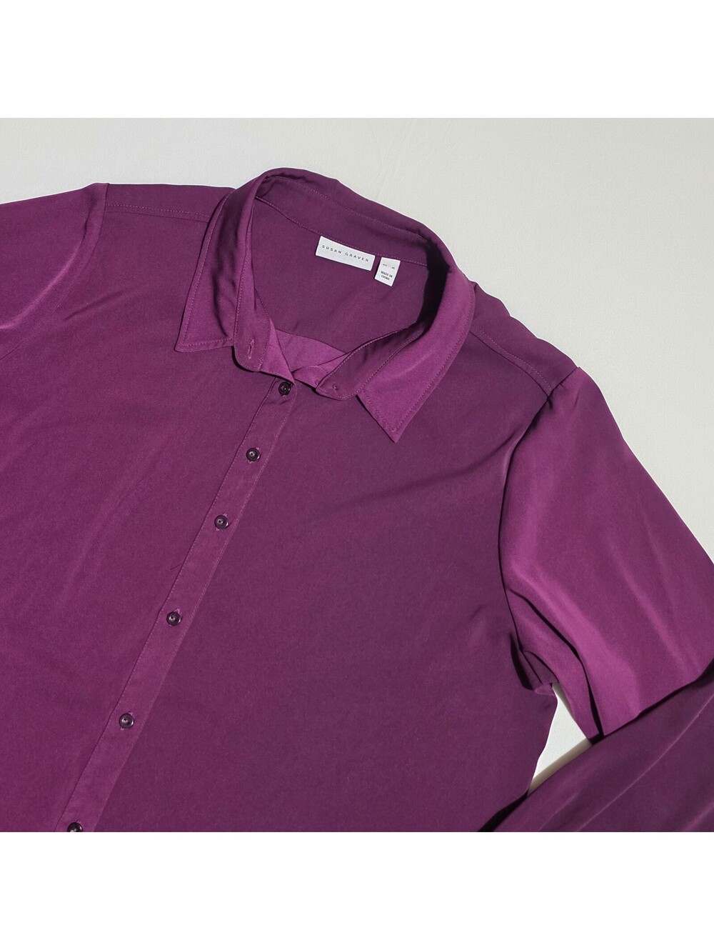 Susan Graver Purple Button-Up Blouse XL